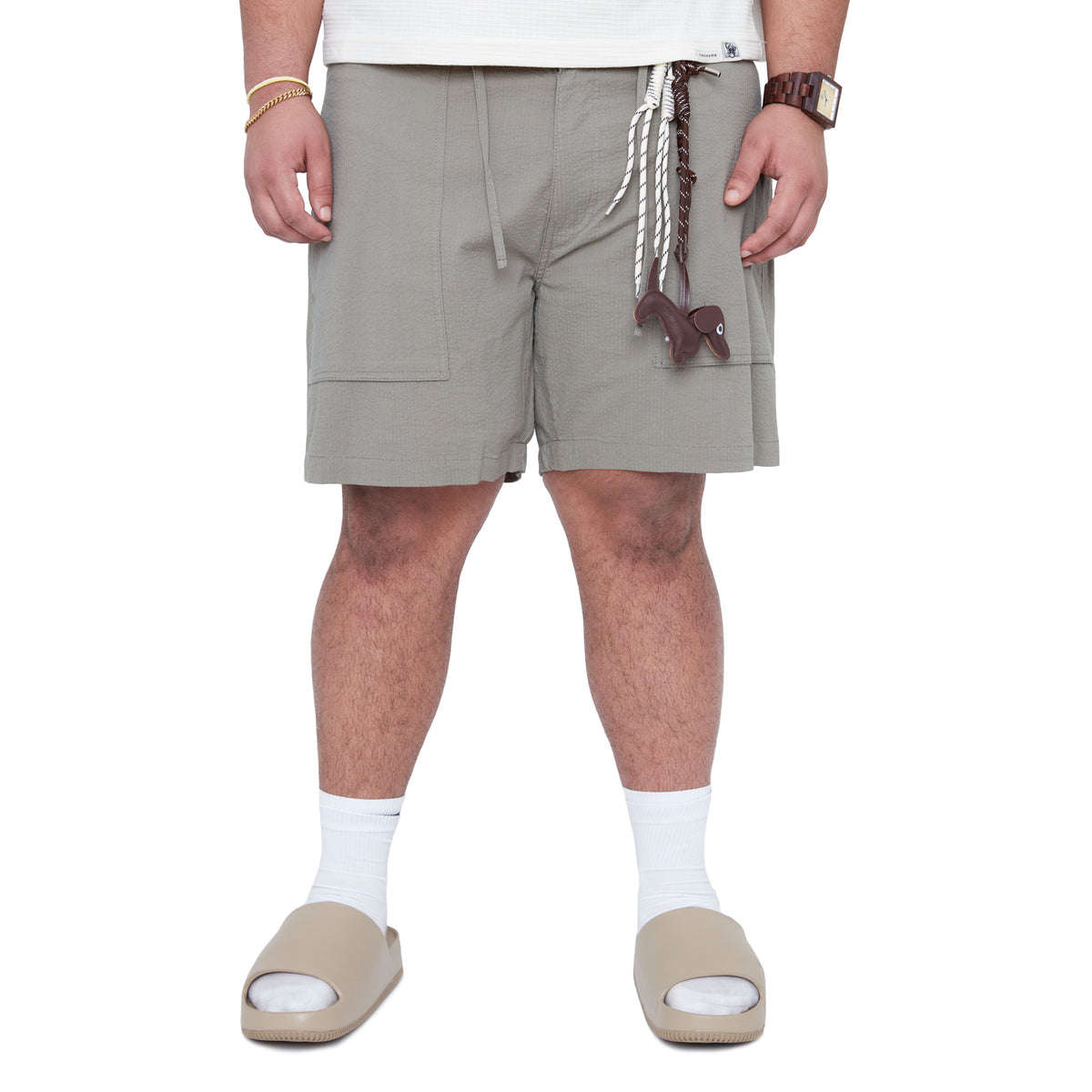 Short en coton texturé