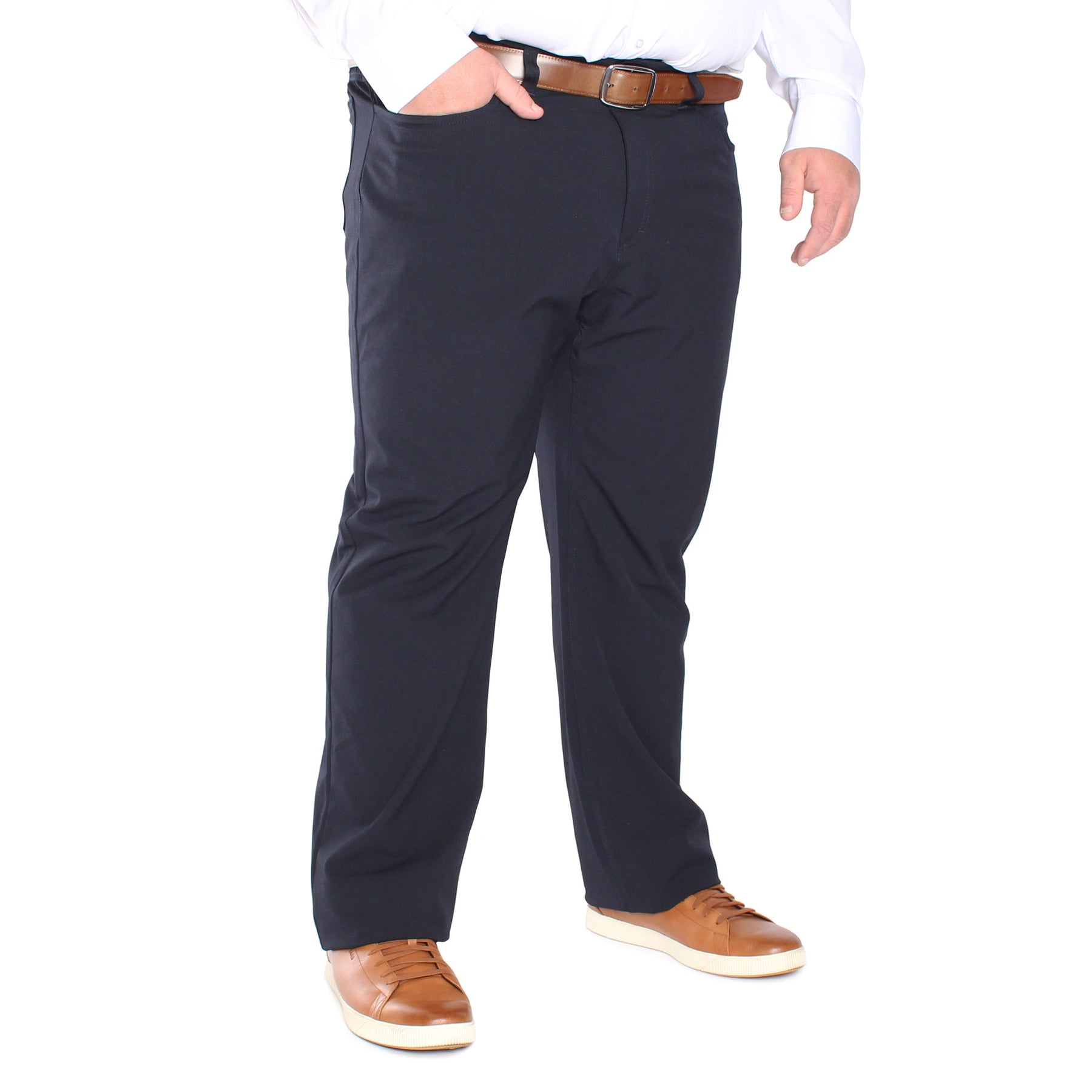 Pantalon extensible, taille régulière et jambe relaxe